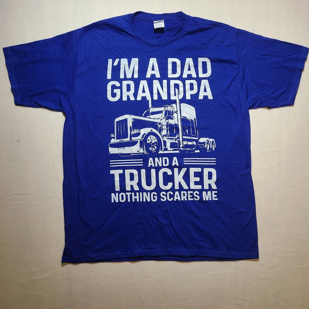 Port & Company Dad Grandpa Trucker T-Shirt Men’s XL Blue Funny Graphic Tee